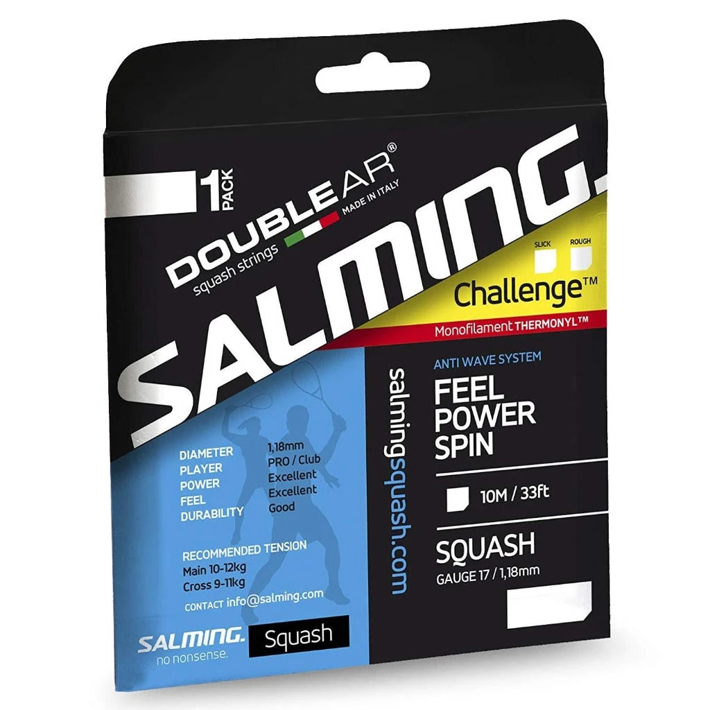 Salming Challenge Slick 17 Squash String (Purple/Yellow) 1 Salming Challenge Slick 17 Squash String (Purple/Yellow)