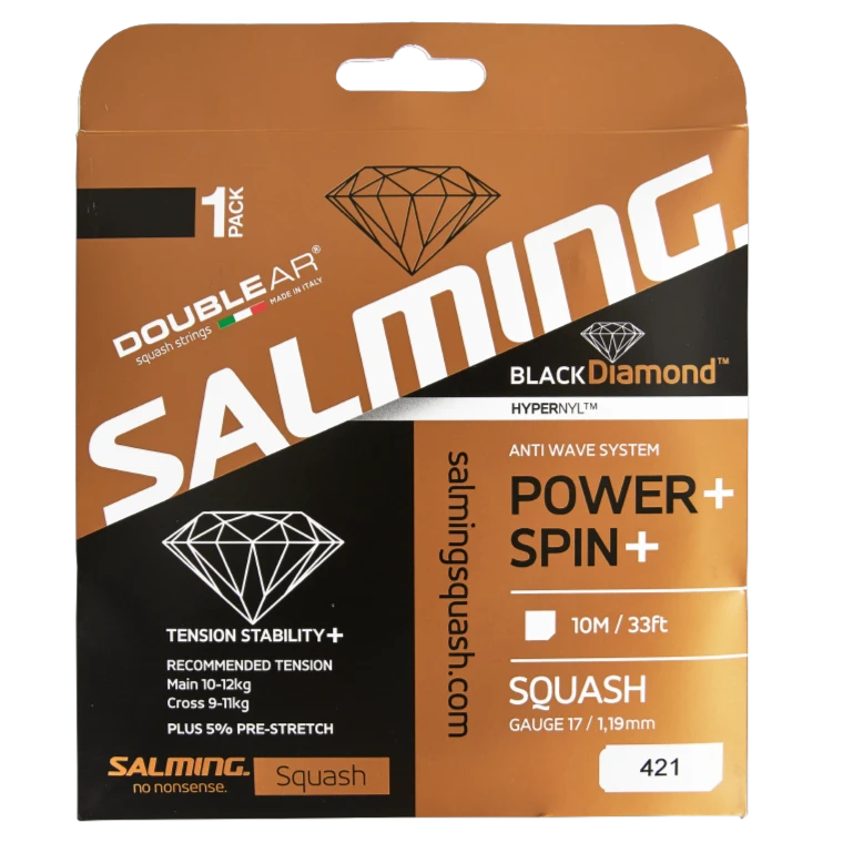Salming Black Diamond 17 Squash String (Black) 1 Salming Black Diamond 17 Squash String (Black)