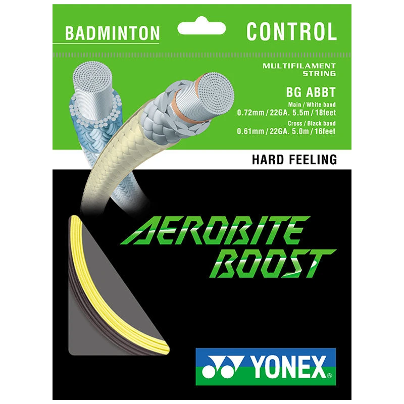 Yonex BG Aerobite Boost Hybrid Badminton String (Grey/Yellow) 1 Yonex BG Aerobite Boost Hybrid Badminton String (Grey/Yellow)