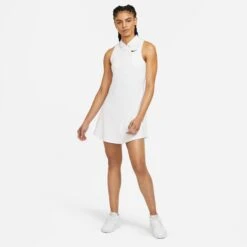 Nike Women's Victory Polo Dress (White/Black) -Racket Equipment Store CV4837 100 PHSYM002 3144