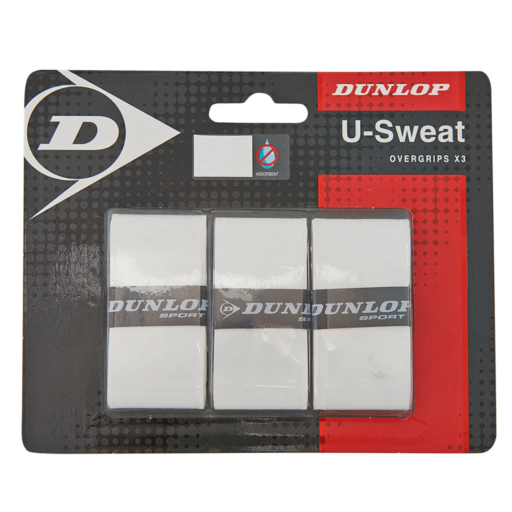 Dunlop U-Sweat Overgrip 3 Pack (White) 1 Dunlop U-Sweat Overgrip 3 Pack (White)