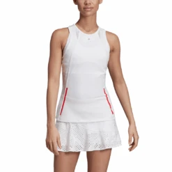 Adidas Women's Stella McCartney Tank Top (White) -Racket Equipment Store EA3122 APP on model front white