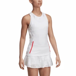 Adidas Women's Stella McCartney Tank Top (White) -Racket Equipment Store EA3122 APP on model walking white
