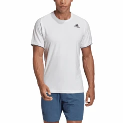 Adidas Men's Freelift AeroReady Top (White) 16 Adidas Men's Freelift AeroReady Top (White) -Racket Equipment Store FP7969 APP on model front white