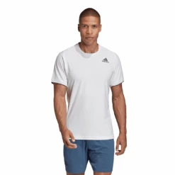 Adidas Men's Freelift AeroReady Top (White) 18 Adidas Men's Freelift AeroReady Top (White) -Racket Equipment Store FP7969 APP on model standard white
