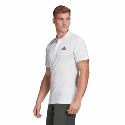 Adidas Men's Freelift HEAT.RDY Polo (White) -Racket Equipment Store FQ2434 APP on model side white
