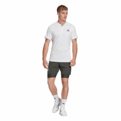 Adidas Men's Freelift HEAT.RDY Polo (White) -Racket Equipment Store FQ2434 APP on model standard outfit white