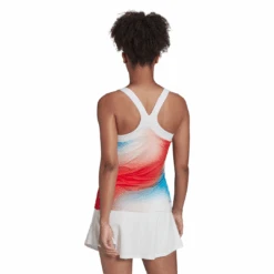 Adidas Women's Mel Y-Tank Top (White/Red/Blue) -Racket Equipment Store HA7614 APP on model back white