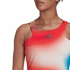 Adidas Women's Mel Y-Tank Top (White/Red/Blue) -Racket Equipment Store HA7614 APP on model detail 1 white