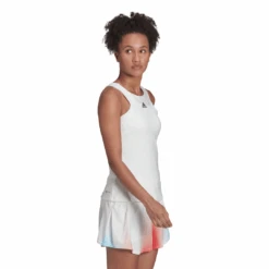 Adidas Women's Tennis Y-Tank Top (White) 11 Adidas Women's Tennis Y-Tank Top (White) -Racket Equipment Store HF0842 APP on model walking white