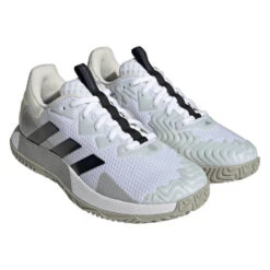 Adidas SoleMatch Control Men's Tennis Shoe (White/Black) -Racket Equipment Store HQ8436 6 FOOTWEAR Photography FrontLateralTopView transparent
