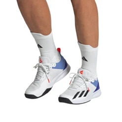 Adidas Courtflash Speed Men's Tennis Shoe (White/Black) -Racket Equipment Store HQ8481 11 FOOTWEAR OnModel FrontView transparent