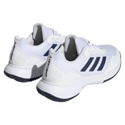Adidas GameCourt 2 Men's Tennis Shoe (White/Navy) -Racket Equipment Store HQ8809 7 FOOTWEAR Photography BackLateralTopView transparent