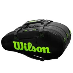 Wilson Super Tour 15 Pack Racquet Bag (Black/Green) 11 Wilson Super Tour 15 Pack Racquet Bag (Black/Green) -Racket Equipment Store WR8004101001 Super Tour 3 Comp BKGR Front