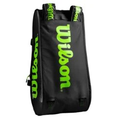 Wilson Super Tour 15 Pack Racquet Bag (Black/Green) 15 Wilson Super Tour 15 Pack Racquet Bag (Black/Green) -Racket Equipment Store WR8004101001 Super Tour 3 Comp BKGR Removable Straps Detail2