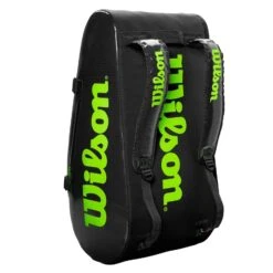 Wilson Super Tour 15 Pack Racquet Bag (Black/Green) 13 Wilson Super Tour 15 Pack Racquet Bag (Black/Green) -Racket Equipment Store WR8004101001 Super Tour 3 Comp BKGR Stand Up