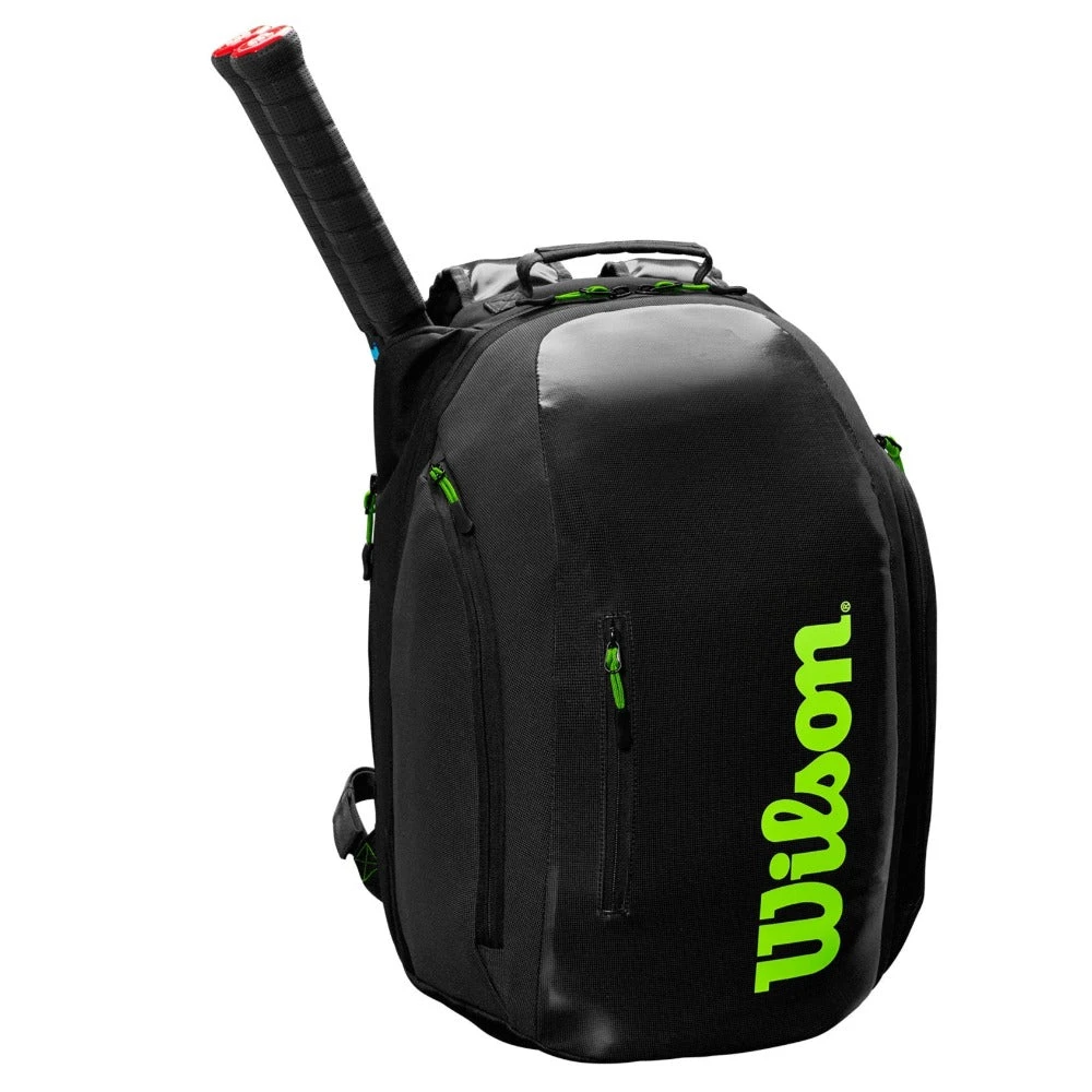 Wilson Super Tour Backpack Racquet Bag (Black/Green) 1 Wilson Super Tour Backpack Racquet Bag (Black/Green)