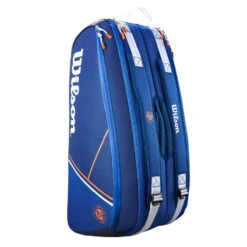 Wilson Super Tour 9 Pack Roland Garros Racquet Bag (Blue/Clay) -Racket Equipment Store Wilson Roland Garros Super Tour 9PK Blue Orange 2