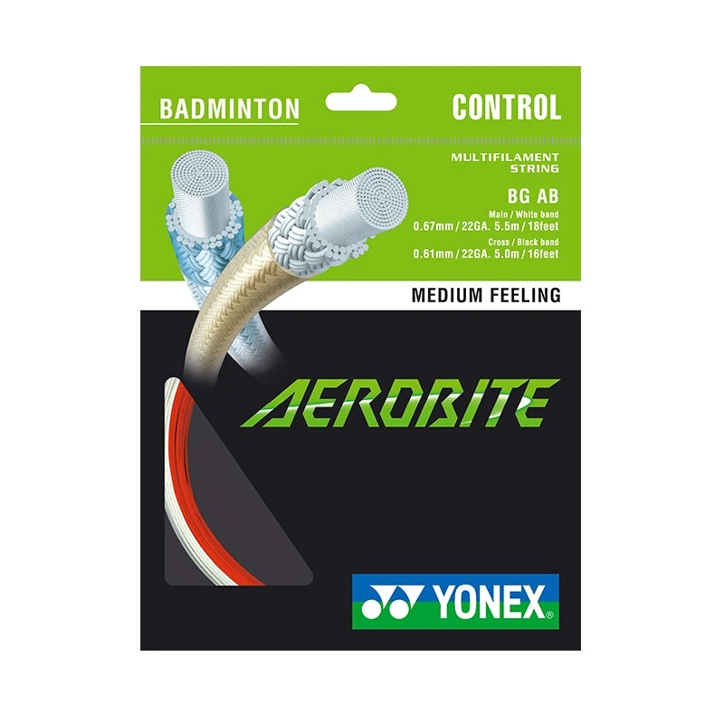 Yonex BG Aerobite Hybrid Badminton String (White/Red) 1 Yonex BG Aerobite Hybrid Badminton String (White/Red)