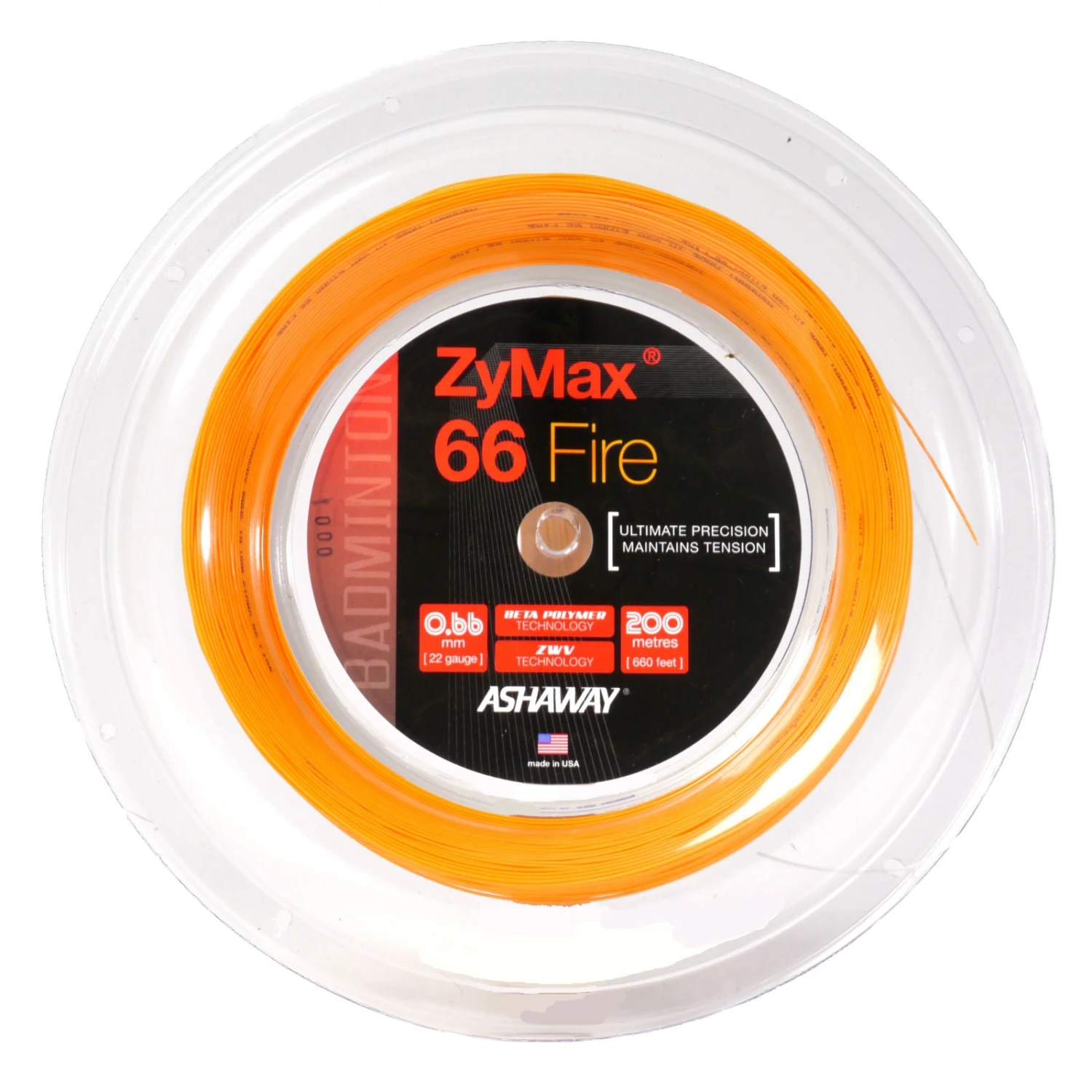 Ashaway Zymax 66 Fire Badminton String Reel (Orange) 1 Ashaway Zymax 66 Fire Badminton String Reel (Orange)