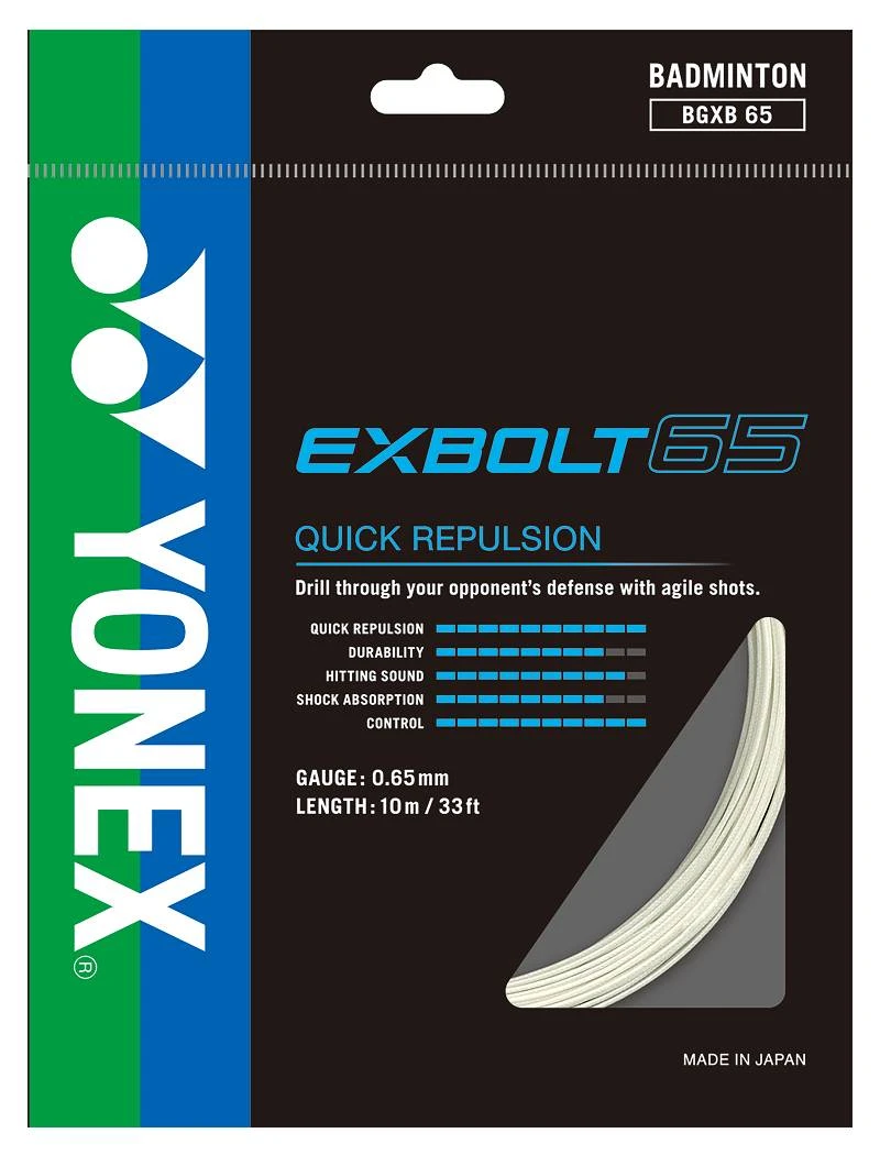 Yonex BG Exbolt 65 Badminton String (White) 1 Yonex BG Exbolt 65 Badminton String (White)