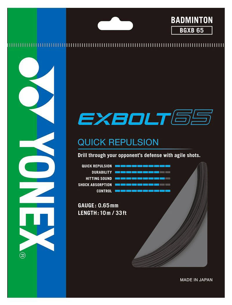 Yonex BG Exbolt 65 Badminton String (Black) 1 Yonex BG Exbolt 65 Badminton String (Black)