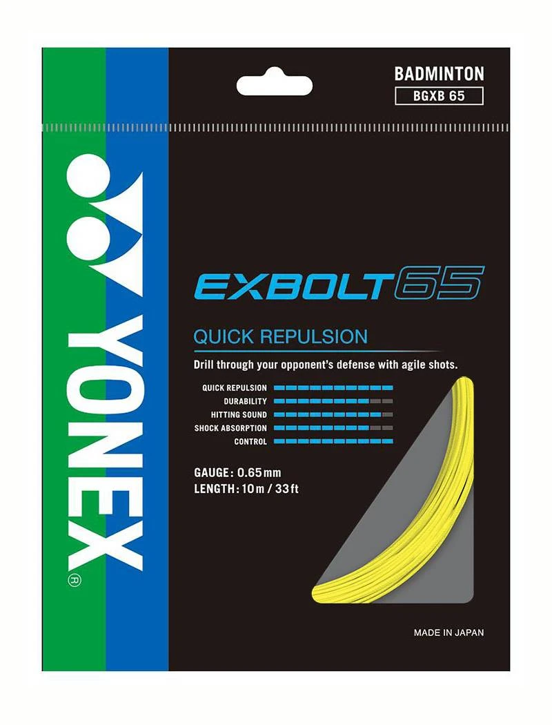 Yonex BG Exbolt 65 Badminton String (Yellow) 1 Yonex BG Exbolt 65 Badminton String (Yellow)