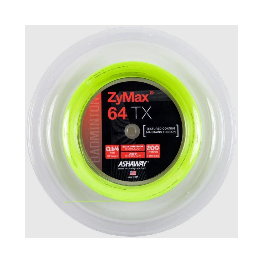 Ashaway ZyMax 64 TX Badminton String Reel (Optic Yellow) 1 Ashaway ZyMax 64 TX Badminton String Reel (Optic Yellow)